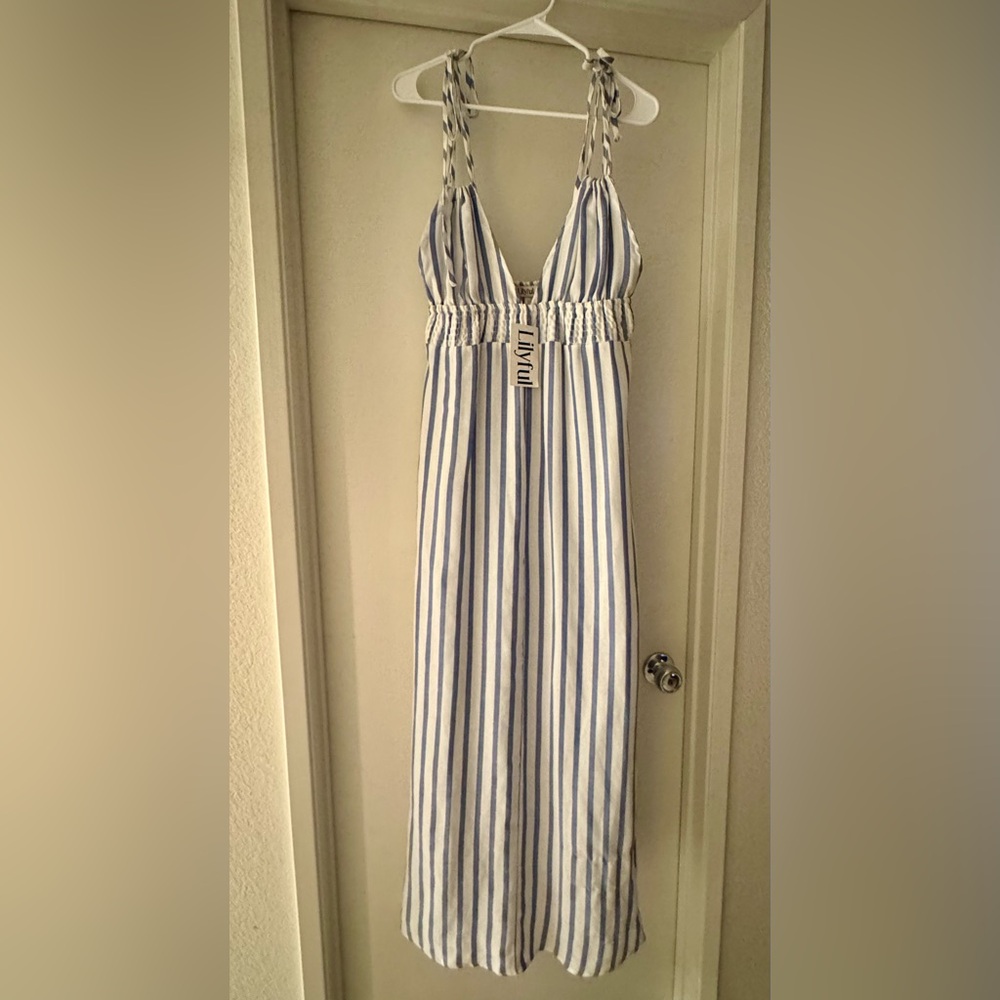 Striped Blue and White Maxi Dress